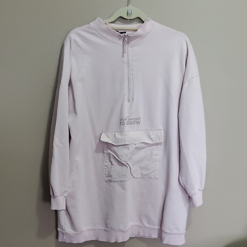 LCW MODEST Light Pink Half-Zip Sweatshirt Size 2xl